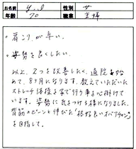 Y.Iさん、70歳、女性、主婦