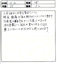 H.Kさん、73歳、女性
